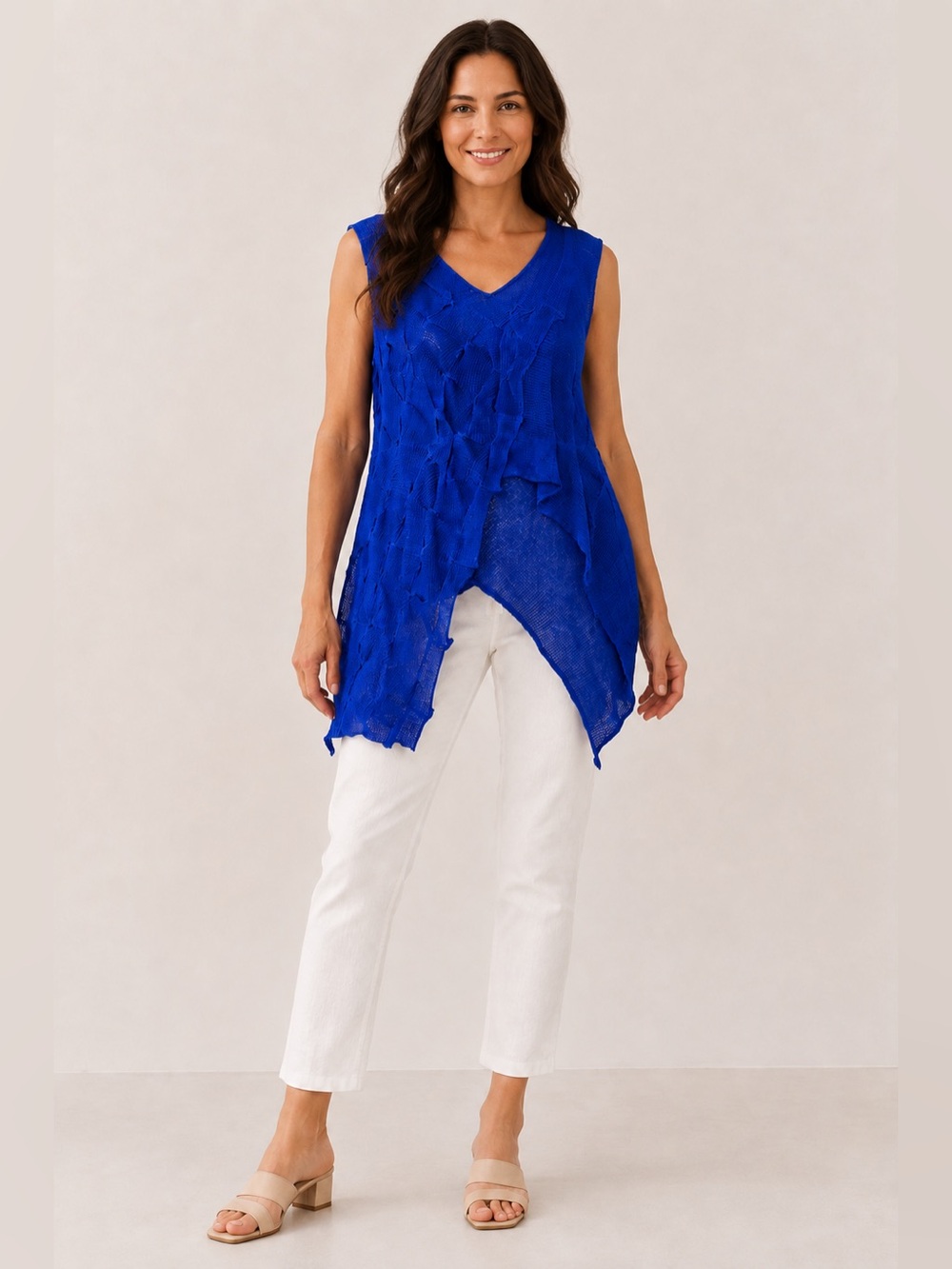 Zuza Bart NWT Blue Linen Lagenlook Asymmetrical Art to Wear Tunic S